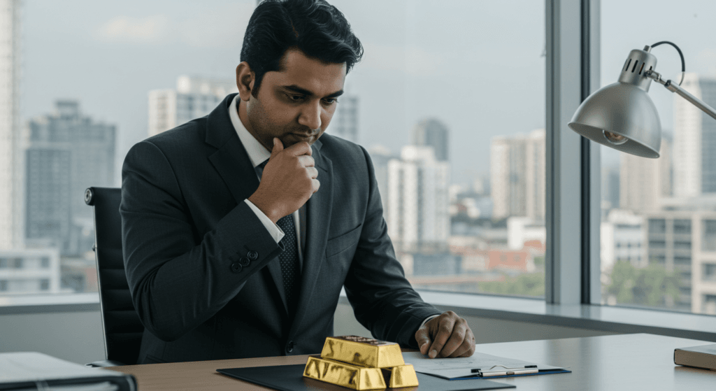 businessman investing in gold copies