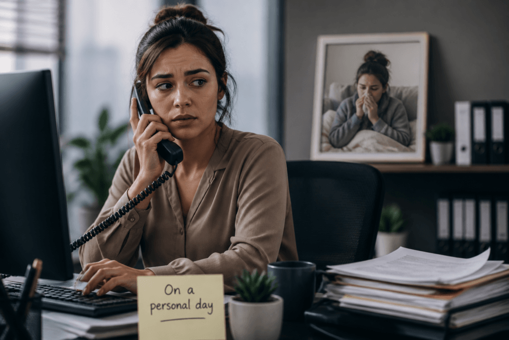 When Helping a Loved One Means Covering for Their Absences at Work -- AI-generated illustration